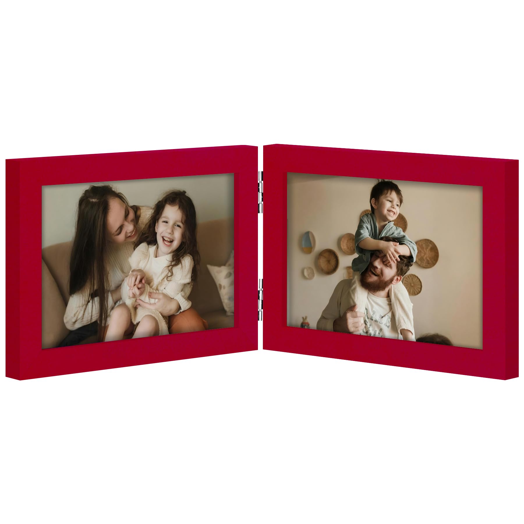 decorUhome Double 4x6 Picture Frame Vertical, Engineered Wood Bifold Photo Frame with Plexiglass for Tabletop Display, 4x6, Black
