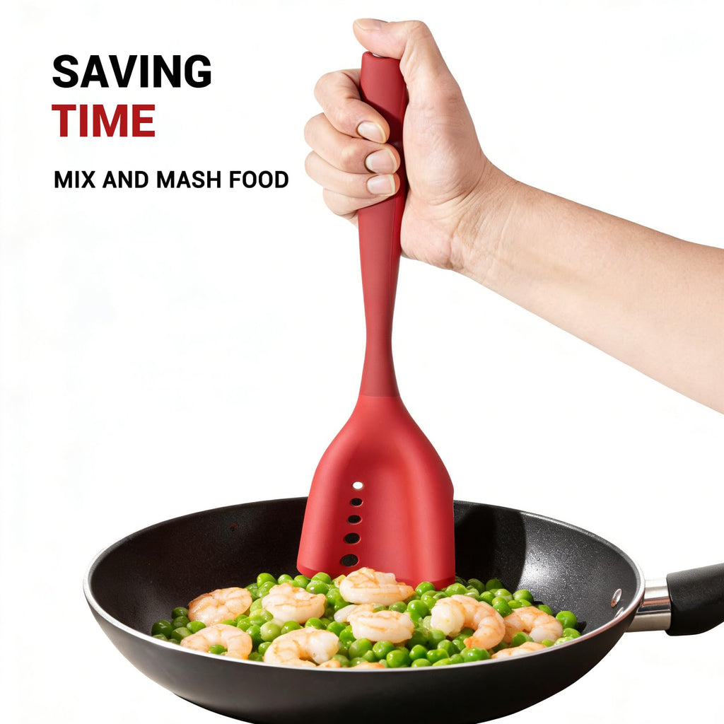 Mincing Spatula Meat Chopper, Hamburger Grinder, Premium Heat Resistant Smasher for Ground Beef, Potato Mix Tool, Meat & Poultry Tenderizers-Black