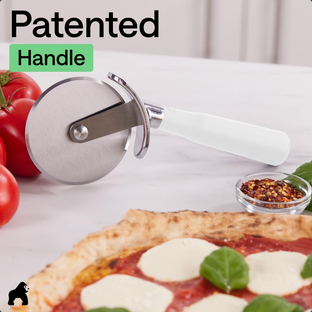 GORILLA GRIP BPA-Free Large Pizza Cutter Wheel, 9 Inch, Sharp Stainless Steel Blade, Slip Resistant Handle with Thumb Guard Protection, Slice Thick or Thin Pizzas, Pie, Pastries in Seconds, Black