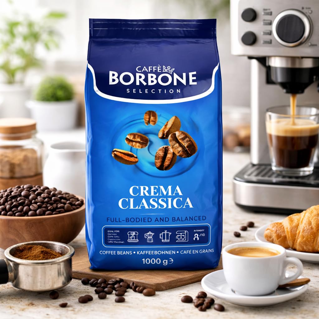 Caffe Borbone Whole Bean Coffee, Medium Roast Arabica and Robusta Blend, Crema Classica, Full-Bodied and Balanced Italian Coffee, 2.2 lb Bag