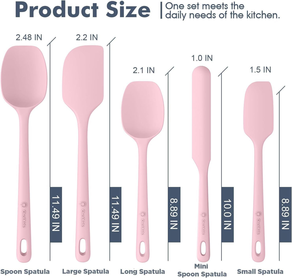ChefAide 5 Pieces Silicone Spatulas Set, Heat Resistant Rubber Spatula