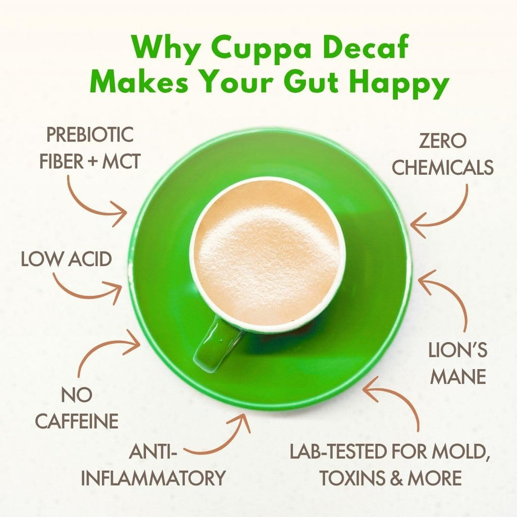 Cuppa Medium Roast Mushroom Coffee with Adaptogens & Superfoods - Lion’s Mane, Ashwagandha & Cordyceps. Adaptogens + MCT to support natural energy, mental focus & gut health (30 Servings)