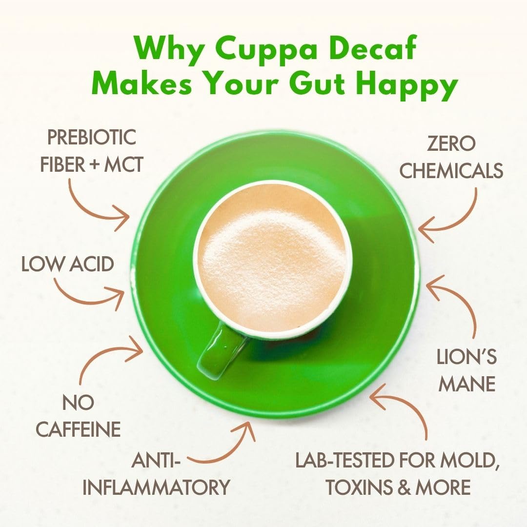 Cuppa Medium Roast Mushroom Coffee with Adaptogens & Superfoods - Lion’s Mane, Ashwagandha & Cordyceps. Adaptogens + MCT to support natural energy, mental focus & gut health (30 Servings)