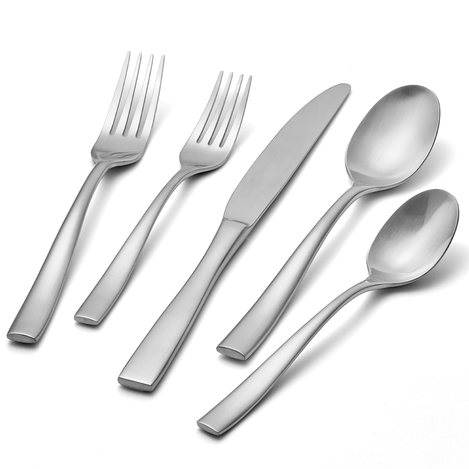 KINGSTONE 30-Piece Silverware Set for 6, Matte Stainless Steel Flatware Set with Forks, Knives, Spoons, Dishwasher Safe, Rust Resistant Cutlery for Home & Wedding