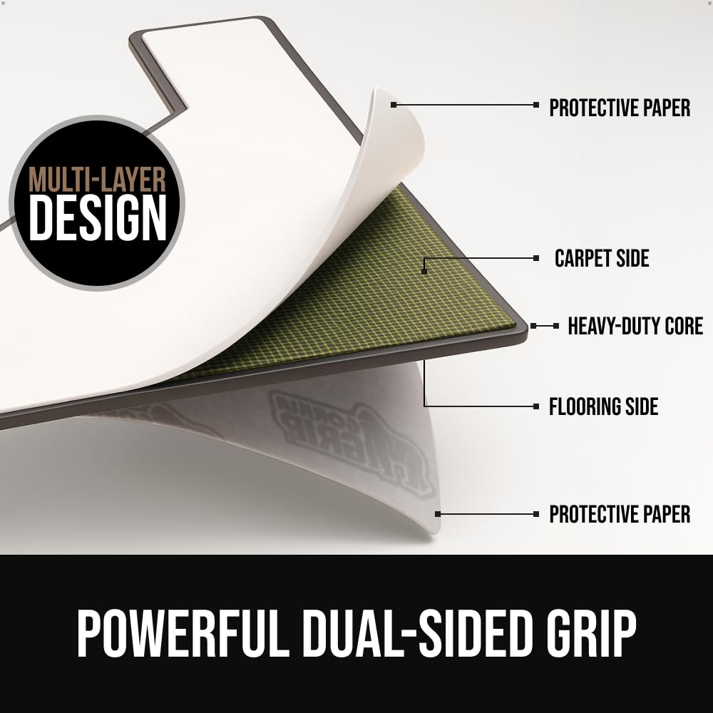 GORILLA GRIP Extra Wide Dual Sided Rug Gripper Pads, Holds Carpet in Place on Hardwood Floors and Tile, Removable Reusable Sticky Corner Grippers, Universal Fit Floor Pad for Under Area Rugs, 4 Pack
