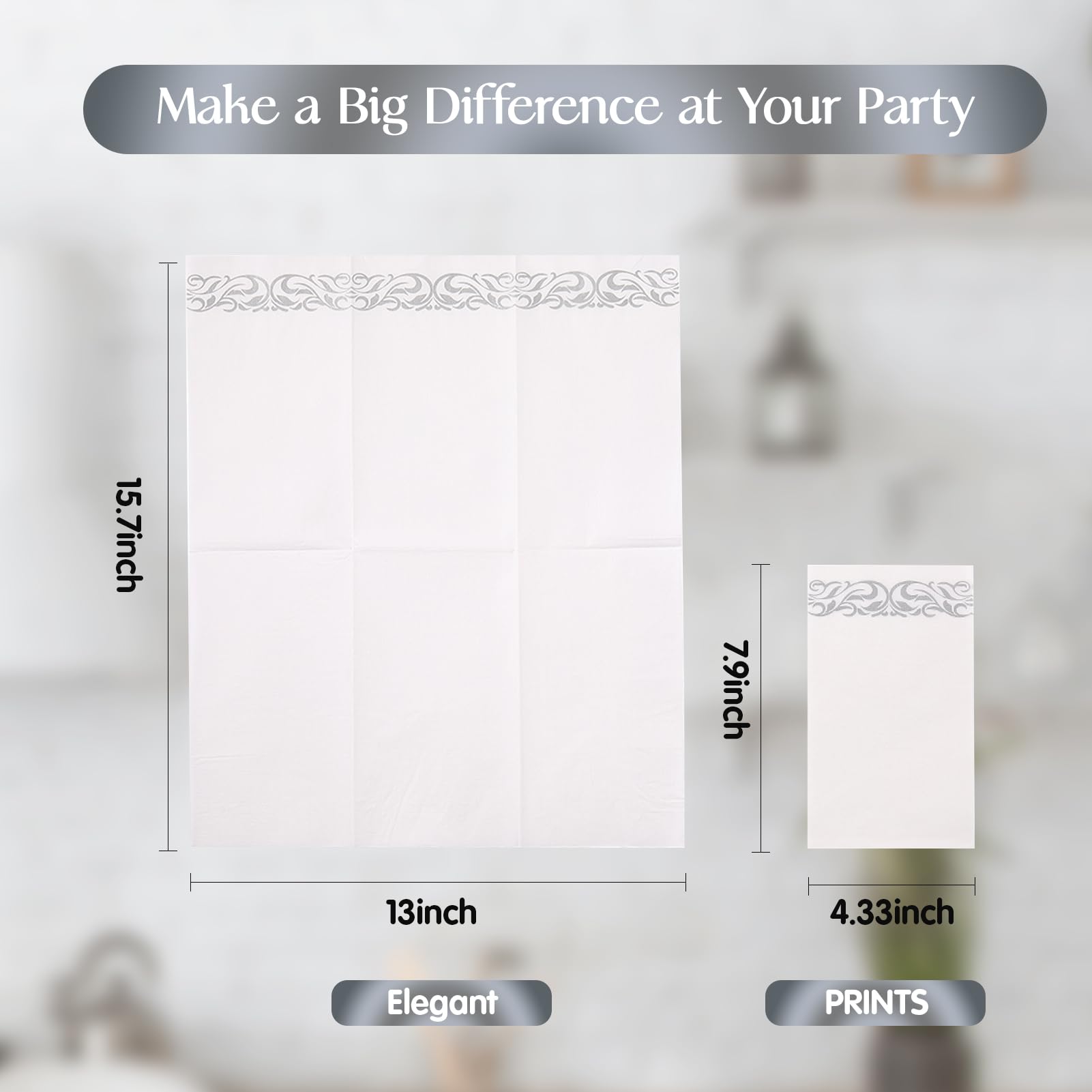 Vplus 200 Pack Paper Napkins Guest Towels Disposable Premium Quality 3-ply Dinner Napkins Disposable Soft, Absorbent, Perfect for Kitchen, Wedding, Parties, Dinners or Events (Gold)