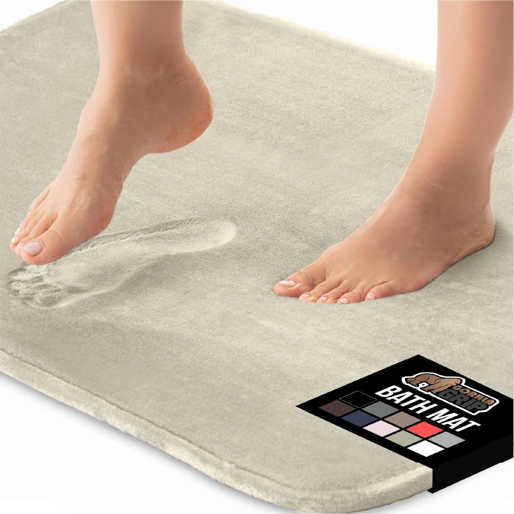 GORILLA GRIP Memory Foam Bath Rugs, Soft Absorbent Velvet Bathroom Mats, Durable Dots on Underside, Machine Washable Bathmat, Carpet Rug Room Decor for Shower Floor, 24x17 Mat, Graphite Gray