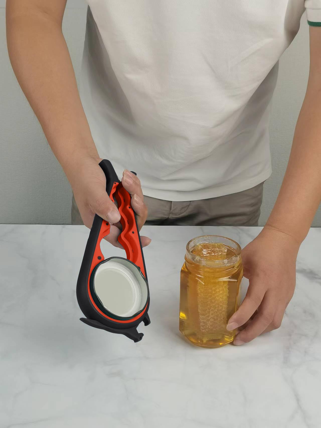 Otstar Jar Opener Bottle Opener and Can Opener for Weak hands, Seniors with Arthritis and Anyone with Low Strength, Mutil Jar Opener Get Lids Off Easily (Blue and Grey)