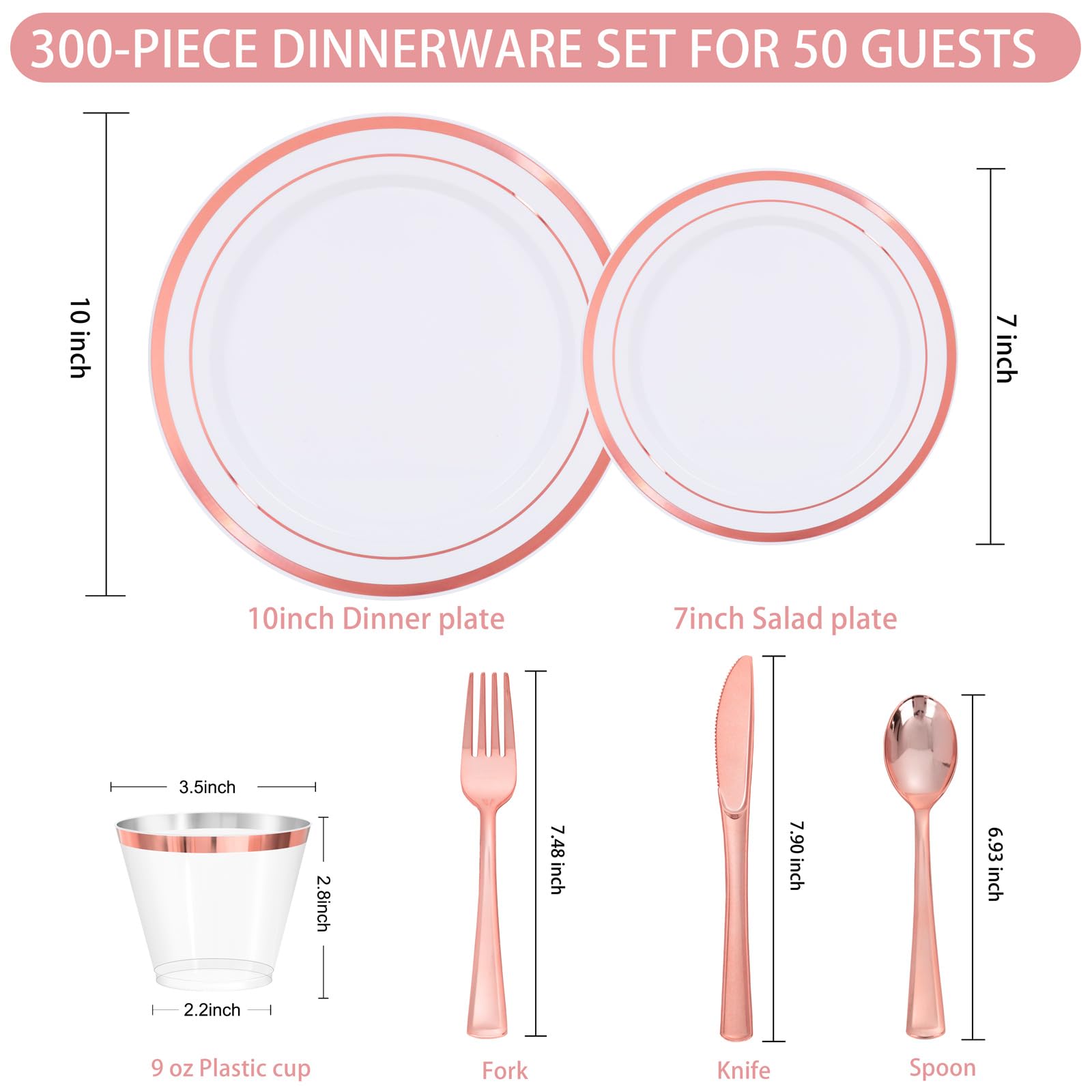 WELLIFE 600 PCS Silver Disposable Dinnerware Set for 100 Guests, Wedding Reception Plates & Silver Plastic Tableware, Dinner & Salad Plates, Cups, Forks, Knives & Spoons for Weddings & Elegant Events