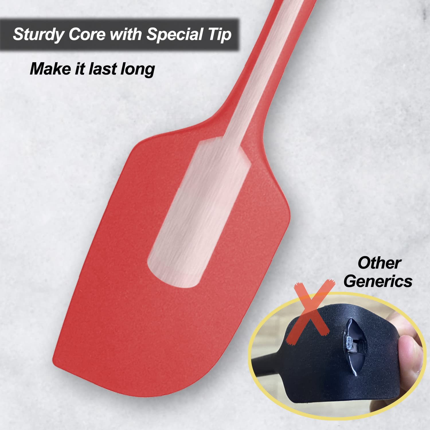 3 Pack Large Silicone Spatula for Kitchen,600°F Heat resistant Rubber Spatulas for Baking,Cooking, Scraping,and Mixing,Non Stick Kitchen Utensils, BPA Free, 11.2 IN, Khaki