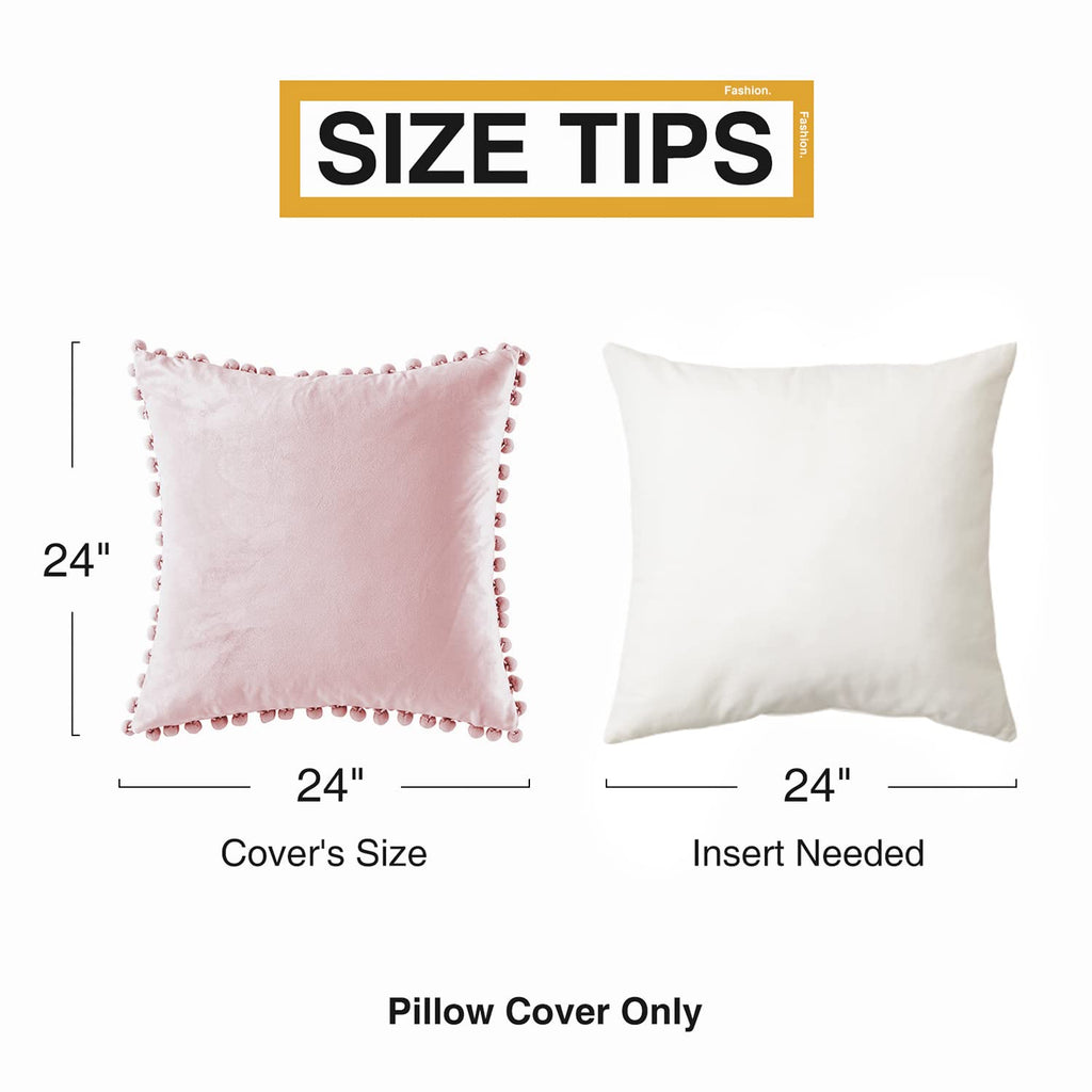Top Finel Blush Pink Throw Pillow Covers 18x18 Inches for Couch Aesthetic Decorative Sofa Pillow Covers Set of 2 Soft Velvet Cushion Cover Pillow Cases with Pom-poms for Bedroom Livingroom Office Car