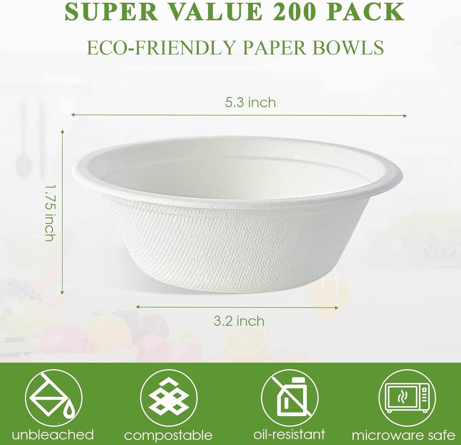Vplus 500 Pack Compostable Disposable Paper Plates 9 inch and 200 Pack 12 OZ Paper Bowls