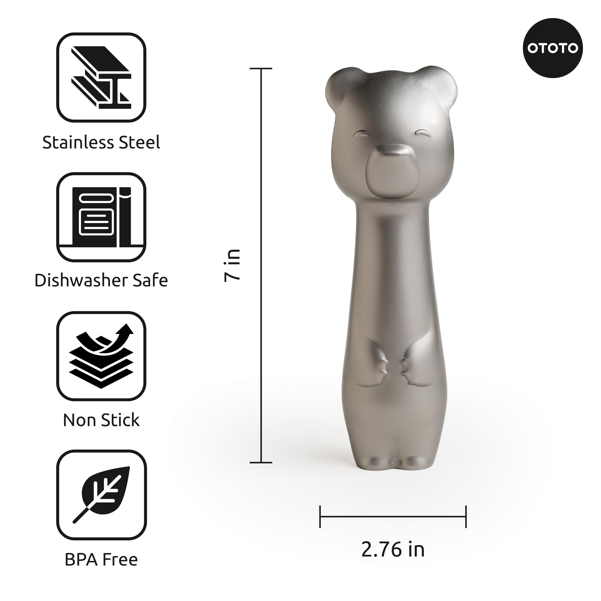 OTOTO Ice Cub Bear Ice Cream Scoop - Cool Kitchen Gadgets, White Elephant Gifts, Cute Kitchen Accessories, Funny Gifts, Stainless Steel Ice Cream Scooper, Cookie Dough Scoop, Cookie Scoop (Silver)