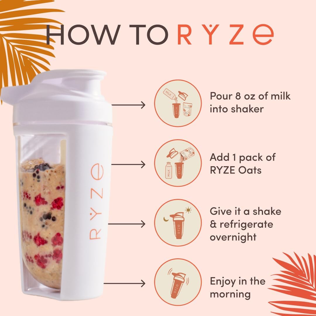 RYZE SUPERFOODS Mushroom Medium Roast Coffee (30 Servings) + Mushroom Overnight Oats (7 Servings), USDA Organic with 6 Adaptogenic Mushrooms