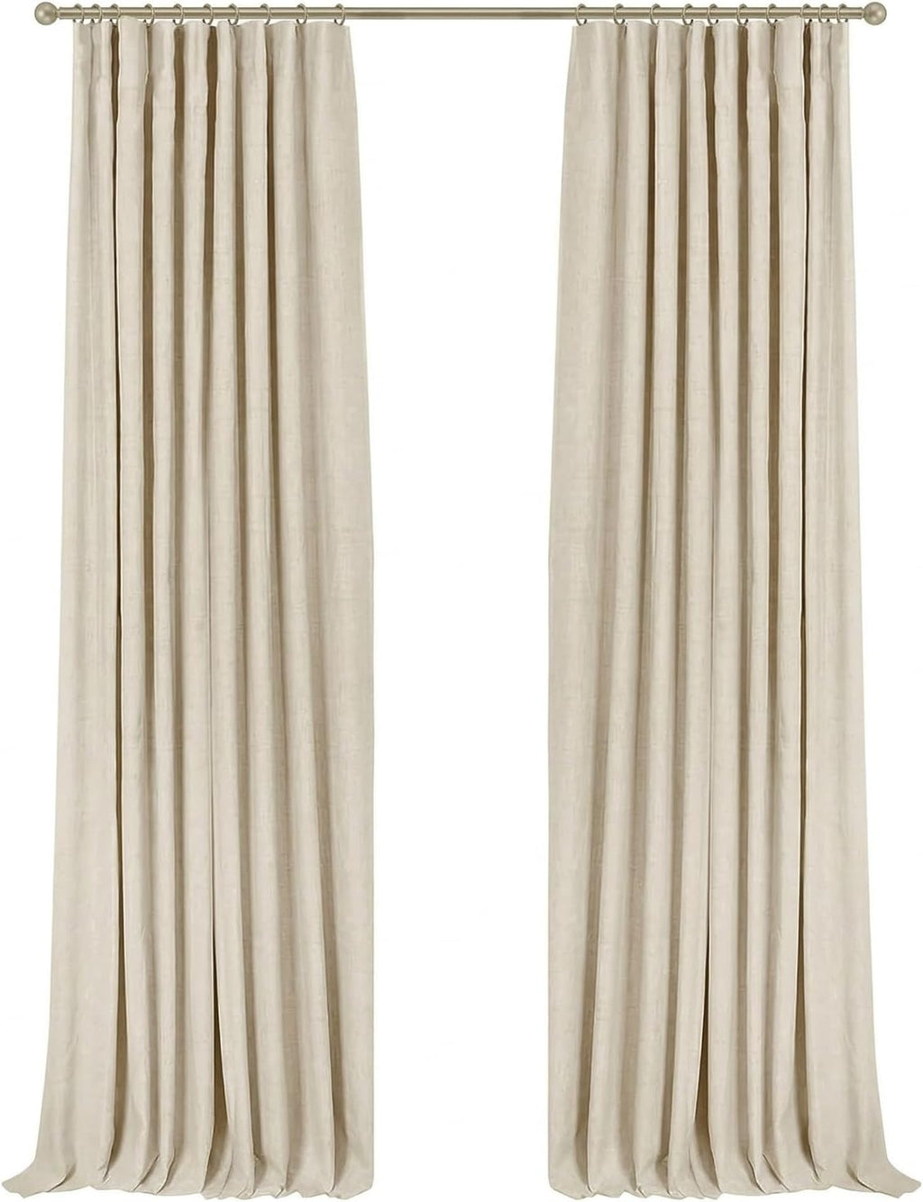 INOVADAY 100% Blackout Curtains for Bedroom, Black Out Curtains 84 Inch Long, Clip Rings Linen Blackout Drapes, Thermal Insulated Room Darkening for Living Room, 2 Panels - Beige,W50xL84