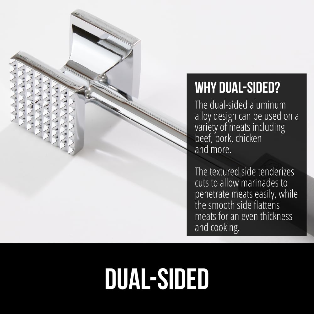 GORILLA GRIP BPA-Free Patented Dual-Sided Meat Tenderizer Tool, Soft Comfortable Handle, Heavy Duty Kitchen Mallet for Steak, Beef, Cutlets, Commercial Grade Chicken Pounder, Dishwasher Safe, Black