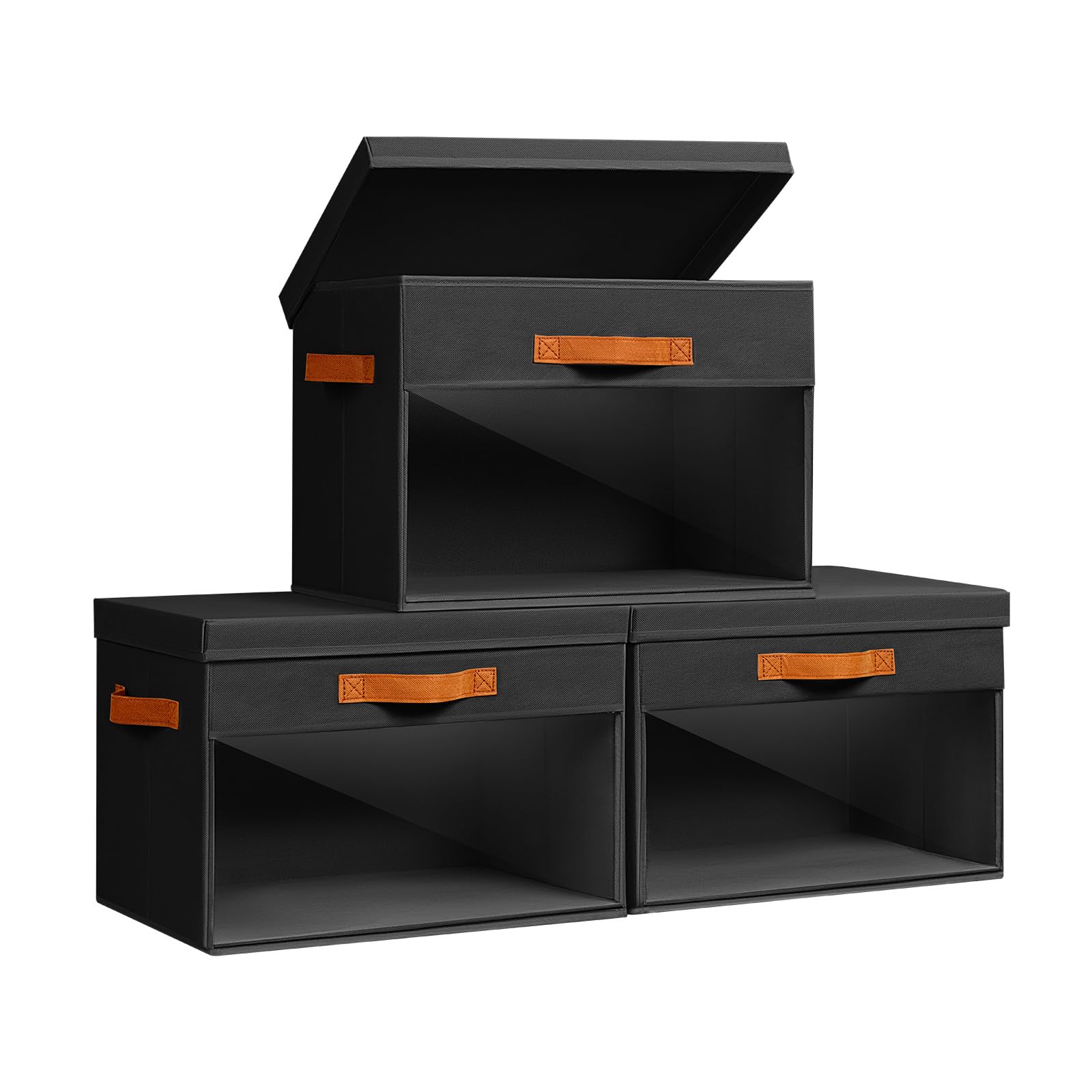 Homsorout Large Storage Bins with Lids - 4 Pack Foldable Decorative Organizers with Clear Windows & Handles, Cube Storage Organizers for Clothes, Blankets, Sweaters, Sheets, Beige