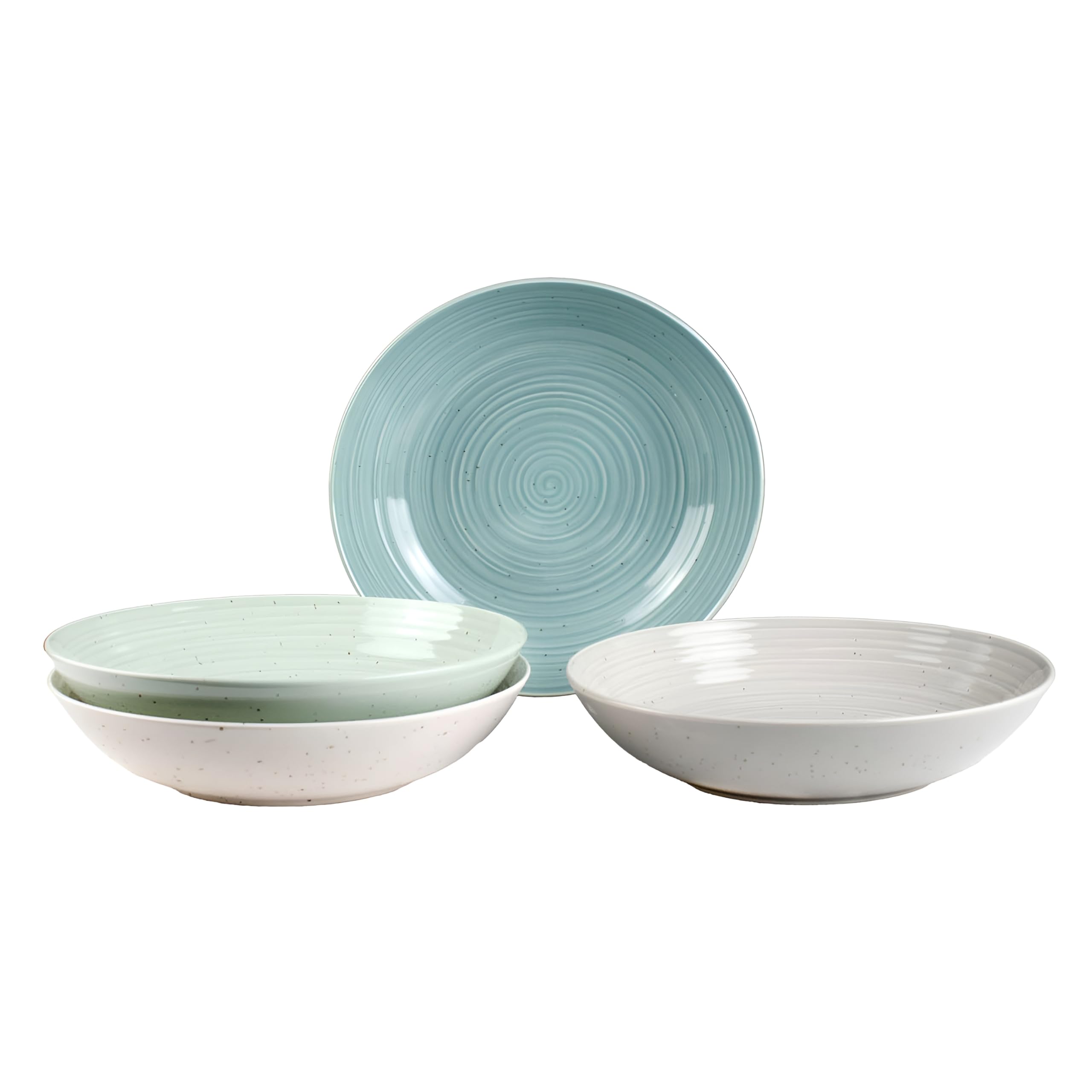 Sango Siterra Painter's Palette 16-Piece Stoneware Dinnerware Set - Service for 4, Ceramic Plates and Bowls Sets, Chip Resistant, Rustic Dishware, Microwave & Dishwasher Safe Kitchen Dishes