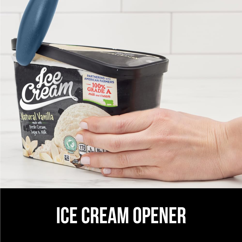 GORILLA GRIP BPA-Free Heavy Duty Ice Cream Scoop, Comfortable Ergonomic Handle, Professional Grade Scooper for Perfect Round Scoops, Spoon Frozen Hard Gelato, Sorbet, Cookie Dough, Kitchen Tool, Black