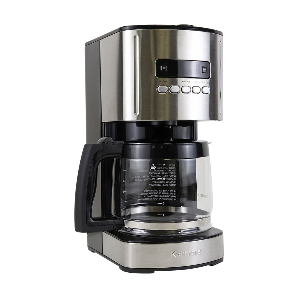 Kenmore Drip Coffee Maker - Programmable Cafe Machine With Glass Pot, Regular & Bold Brew, Auto Shut Off Large Water Reservoir, Reusable Filter, Kitchen Appliances For Cafeteria Barista, 12 Cup Black