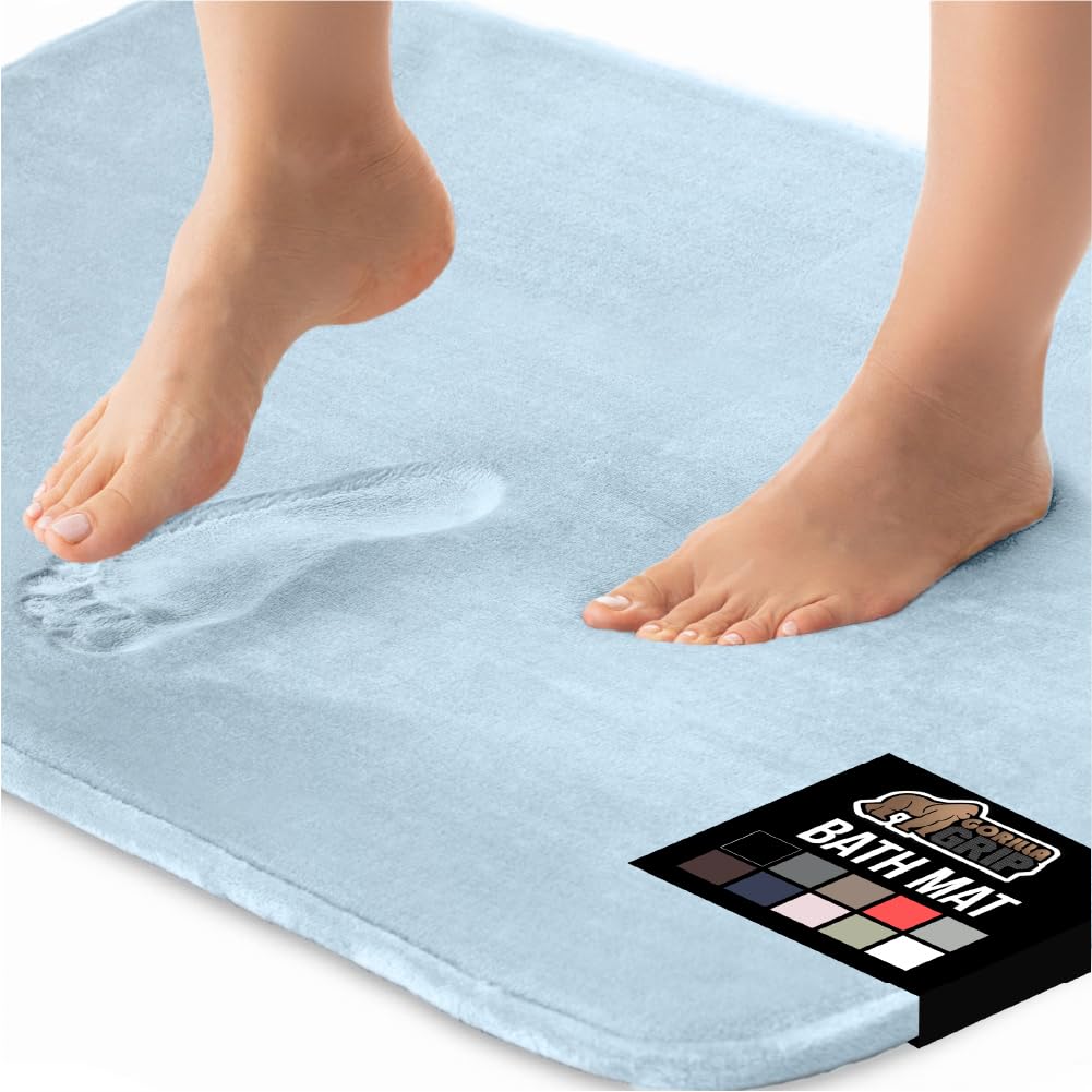GORILLA GRIP Memory Foam Bath Rugs, Soft Absorbent Velvet Bathroom Mats, Durable Dots on Underside, Machine Washable Bathmat, Carpet Rug Room Decor for Shower Floor, 24x17 Mat, Graphite Gray