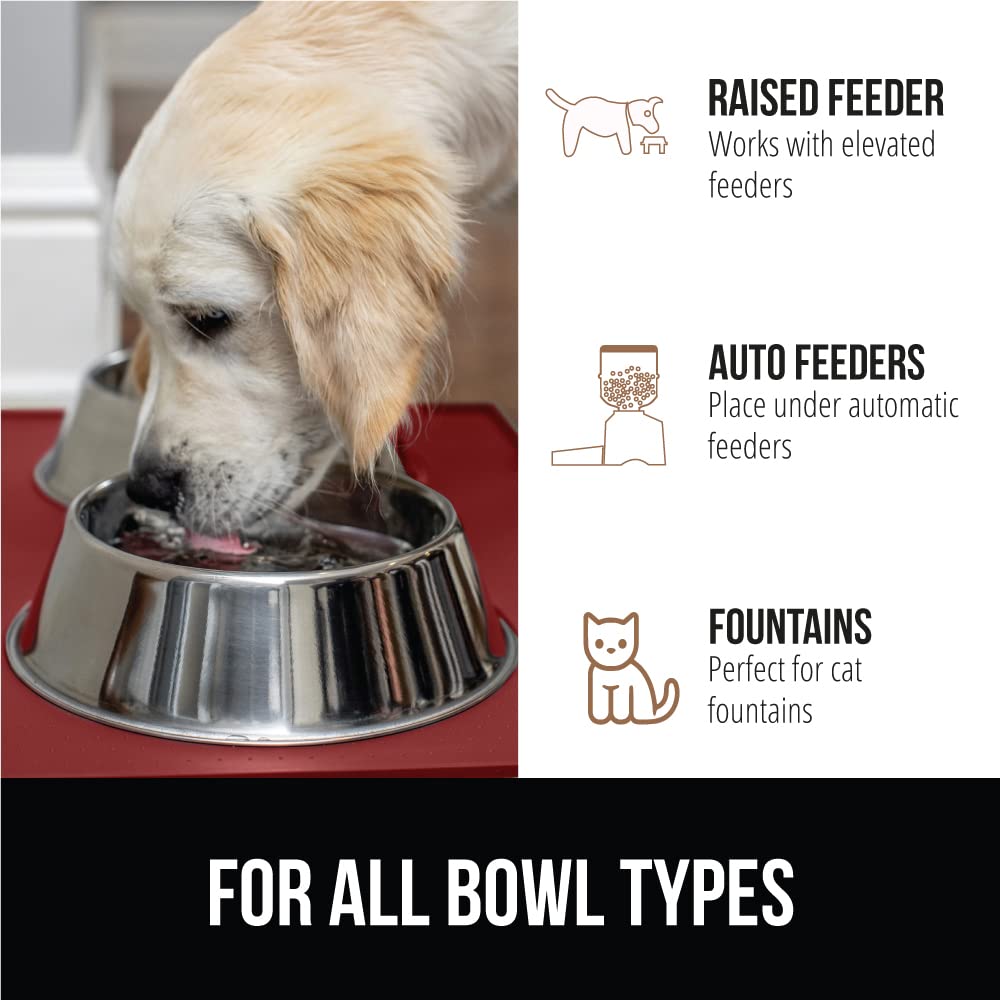 GORILLA GRIP 100% Waterproof Raised Edge BPA Free Silicone Pet Feeding Mat, Dog Cat Food Mats Contain Spills Protects Floors, Placemats for Cats and Dogs Water Bowl, Pets Accessories 18.5x11.5 Gray