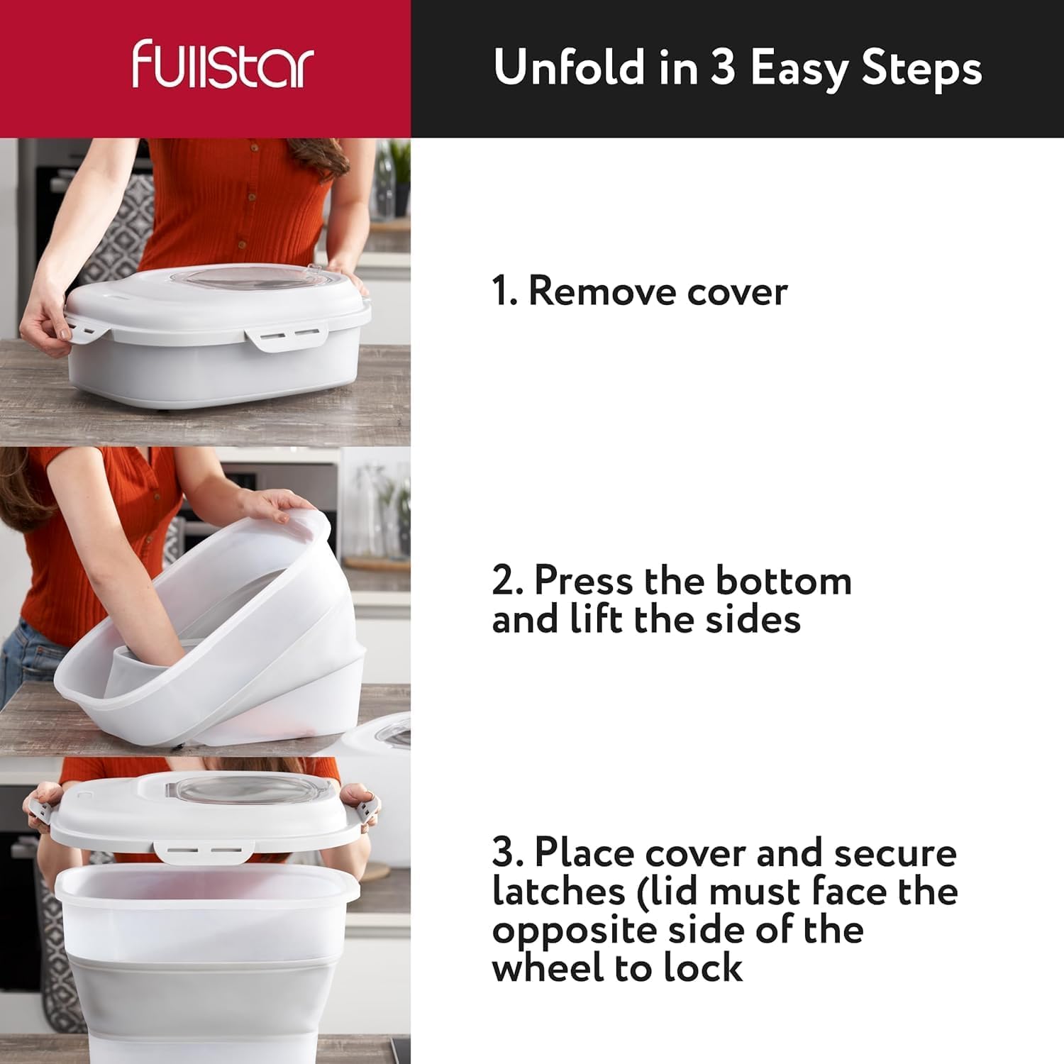 Fullstar 50 Lbs Rice & Flour Storage - Large Food & Pet Food Container (Gray)