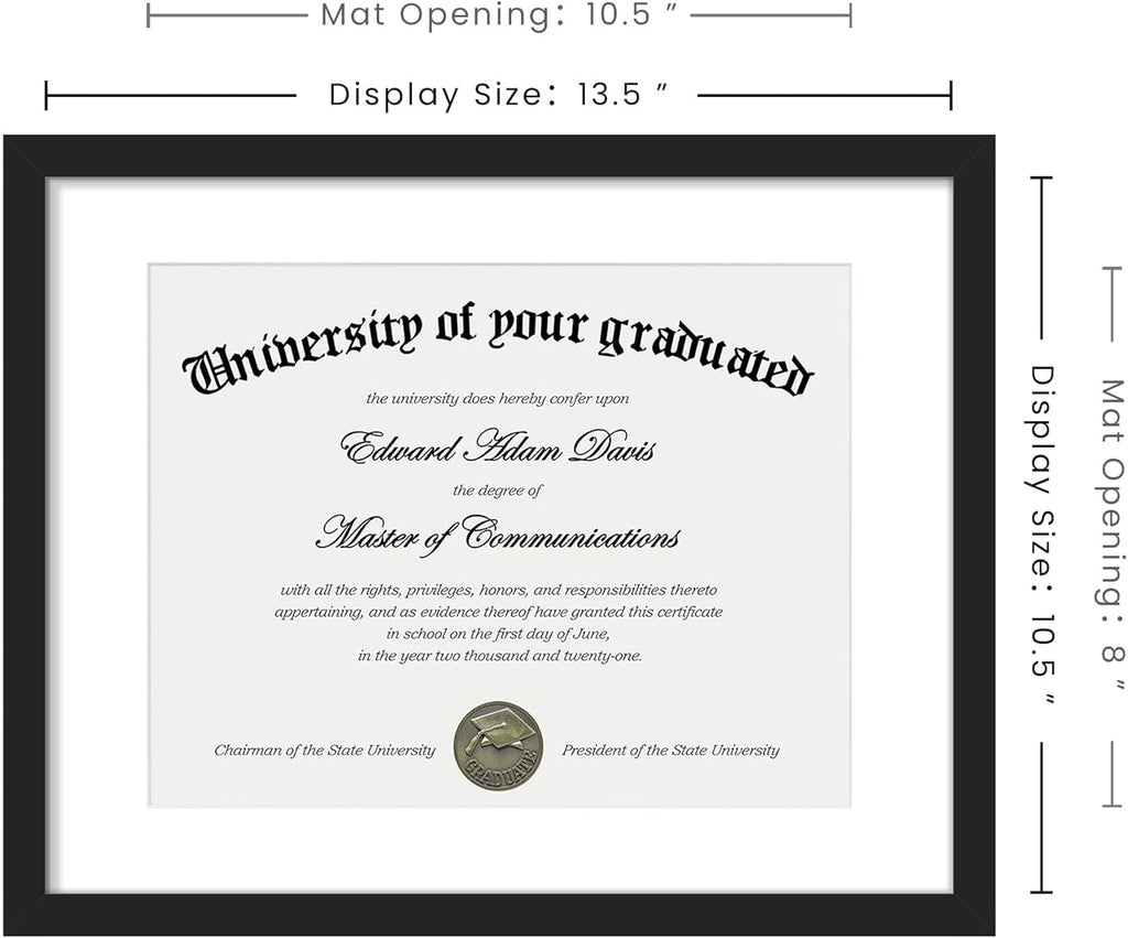 upsimples 11x14 Diploma Frame with Clear Plexiglass, Displays 8.5 x 11 Certificate Frame with Mat or 11x14 Picture Frame without Mat for Document Degree, Black, 1 Pack