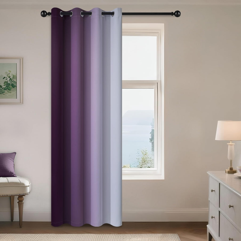 Yakamok Blue and Greyish White Ombre Curtains, Room Darkening Gradient Color Curtains for Bedroom, Light Blocking Thermal Insulated Window Drapes for Living Room(2 Panels, 52x84 Inch)