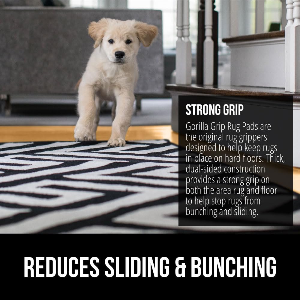 GORILLA GRIP Strong Rug Pad Gripper, US Designed, Grips Help Keep Area Rugs Safe and in Place, Slip and Skid Resistant Pads for Hard Floors, Under Carpet Mat Cushion and Hardwood Protection 2x3 FT
