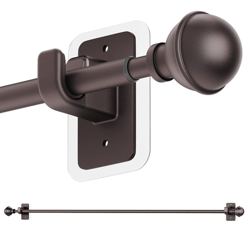 ENJOYBASICS No Drill Curtain Rods for Window 28 to 47 Inches, 5/8 Inch Diameter Renter Friendly Drapery Rod with Adhesive Brackets without Drilling, Adjustable from 27 to 52 Inches, Black