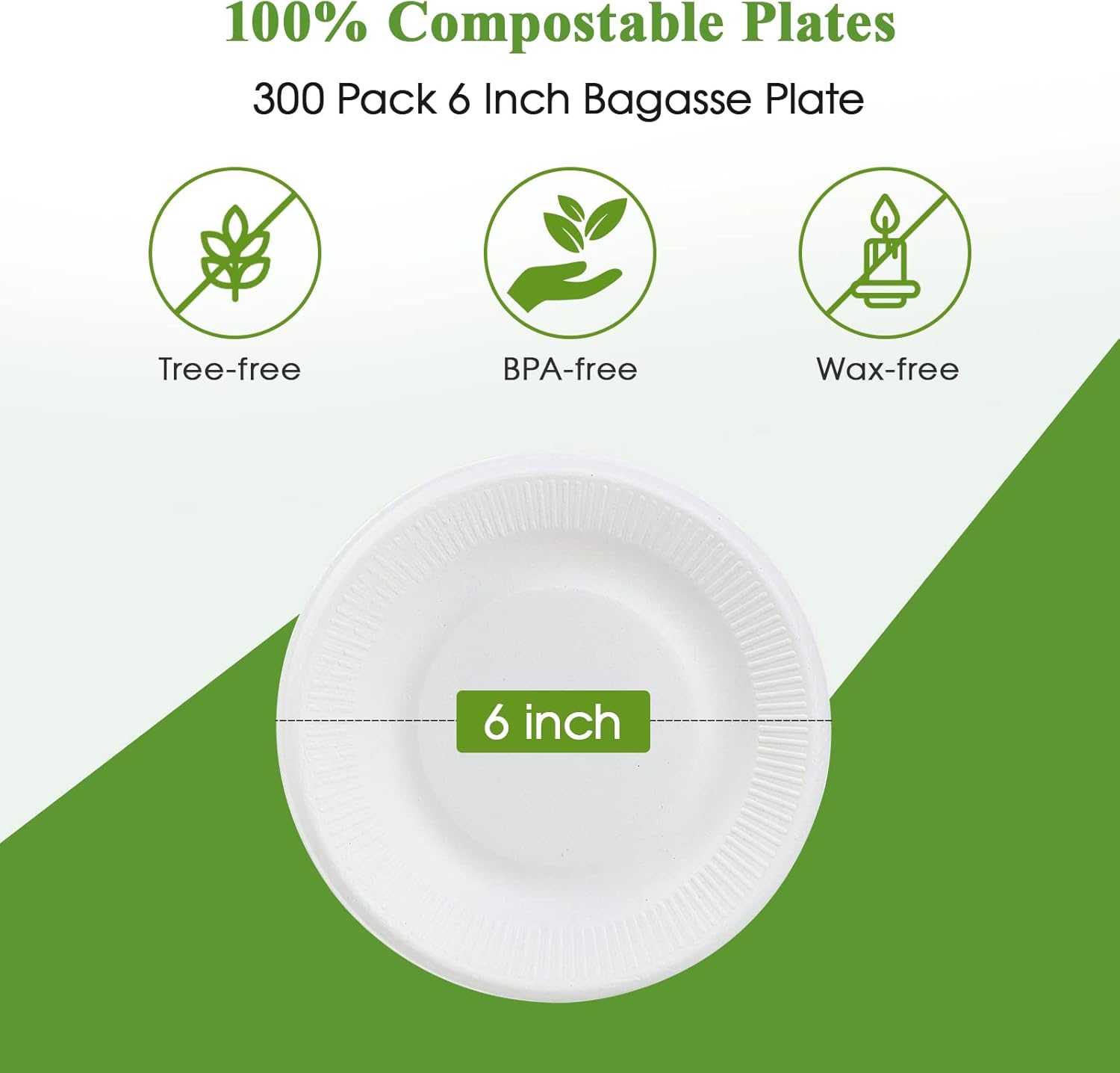 Vplus 300 Pack Compostable Disposable Paper Plates 6 inch and 800 Pack 4 OZ Disposable Souffle Cups