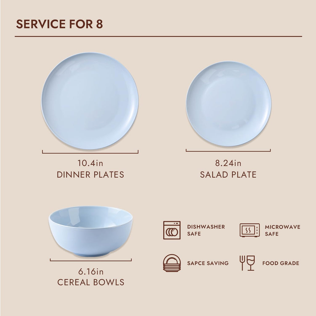 KINGSTONE 12-Piece Bone China Dinnerware Set for 4, Lightweight and Durable, Microwave and Dishwasher Safe, White Plates and Bowls for Everyday Use