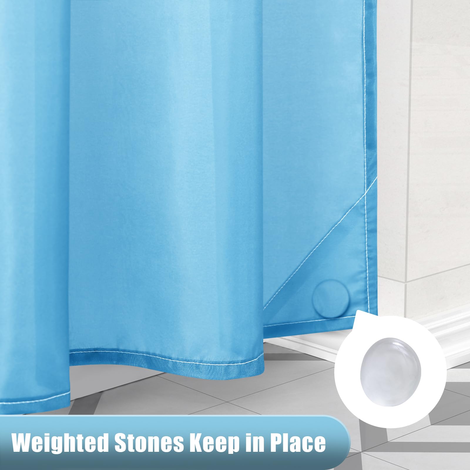 OLANLY Luxury Black and Grey Ombre Shower Curtain Sets with 12 Hooks, Waterproof and Washable Decorative Shower Curtains for Bathroom, 72x72 Inches