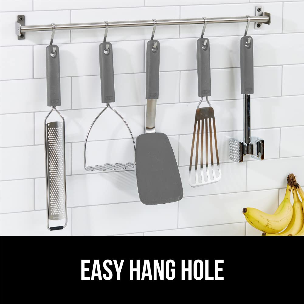 GORILLA GRIP Food Grade Flexible Silicone Spatula, Heat Resistant Head for Nonstick Frying Pan, Patented Soft Rubber Handle for Comfort, Non-Scratch Kitchen Turner, Flip Eggs Burgers, 11.6 in, Black