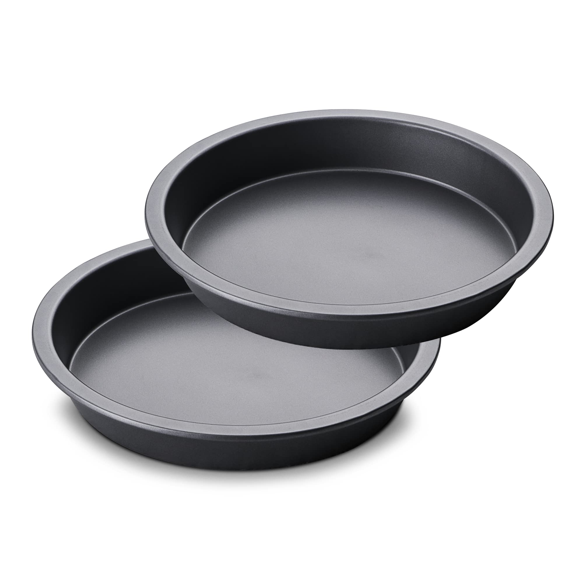 HONGBAKE 8x8 Cake Baking Pan Set, Nonstick Square Brownie Pans with Wider Grips, 2 Pieces, Heavy Duty, Grey