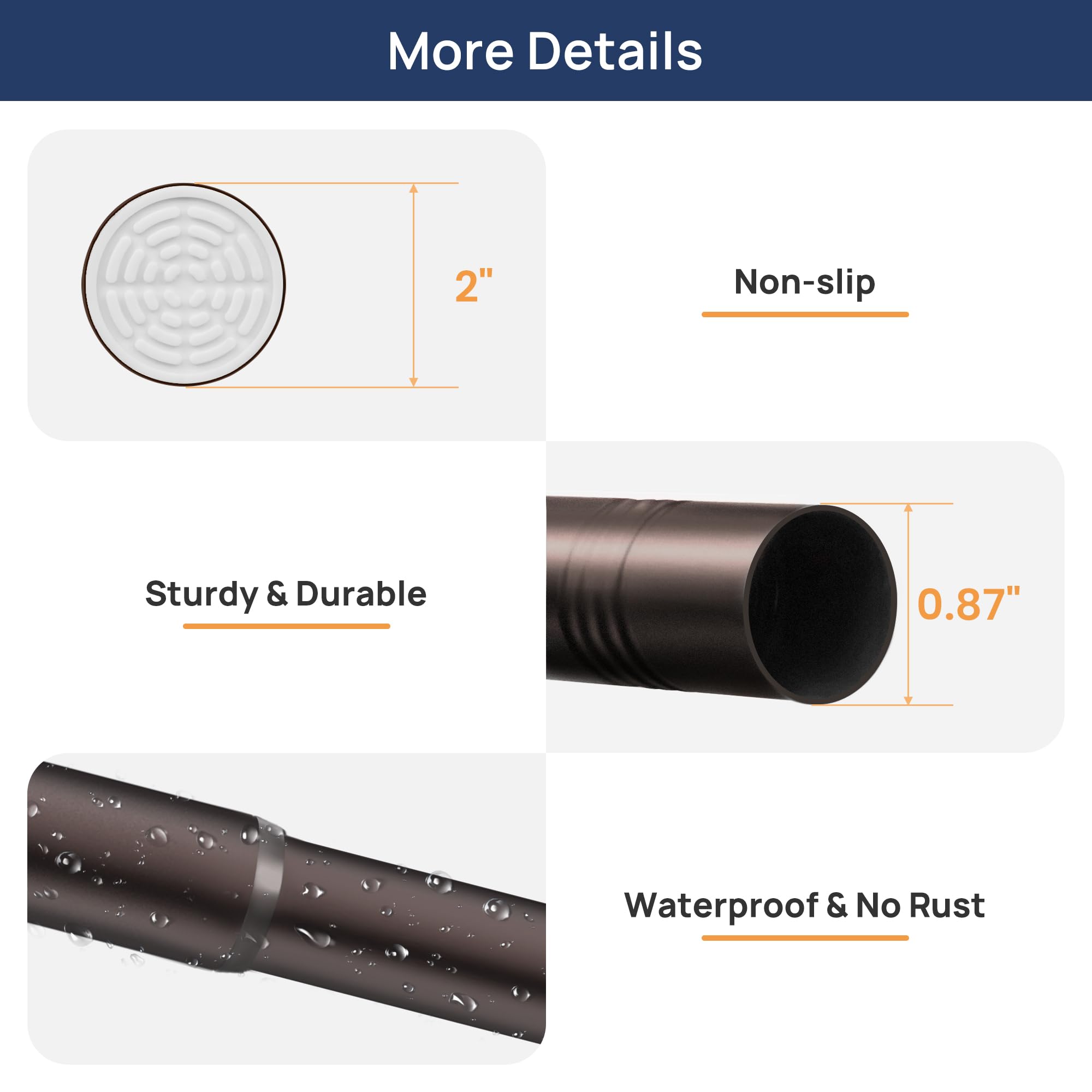 ENJOYBASICS 2 Pack Adjustable Spring Tension Curtain Rods 32 to 66 Inches, Stainless Steel Matte Black Shower Rod No Drilling for Window, Bathroom, Closet, Room Divider, 7/8" Diameter
