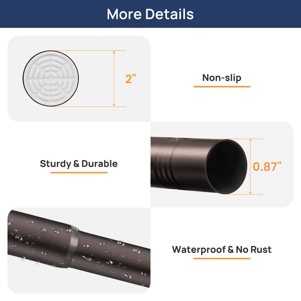 ENJOYBASICS 2 Pack Adjustable Spring Tension Curtain Rods 32 to 66 Inches, Stainless Steel Matte Black Shower Rod No Drilling for Window, Bathroom, Closet, Room Divider, 7/8" Diameter