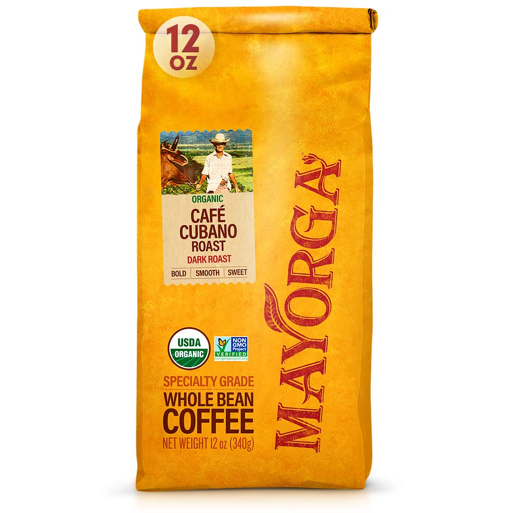 Mayorga Organic Coffee 2lb Cafe Cubano Roast - Dark Roast Whole Bean Specialty Grade Coffee, 100% Arabica, Slow Roasted, Bold and Smooth Flavor with Low Acidity - USDA Organic, Non-GMO, Kosher
