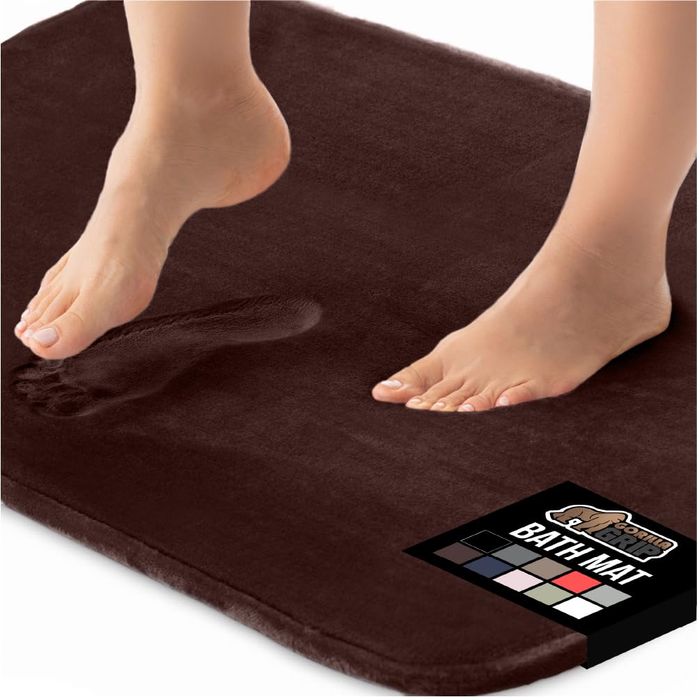 GORILLA GRIP Memory Foam Bath Rugs, Soft Absorbent Velvet Bathroom Mats, Durable Dots on Underside, Machine Washable Bathmat, Carpet Rug Room Decor for Shower Floor, 24x17 Mat, Graphite Gray