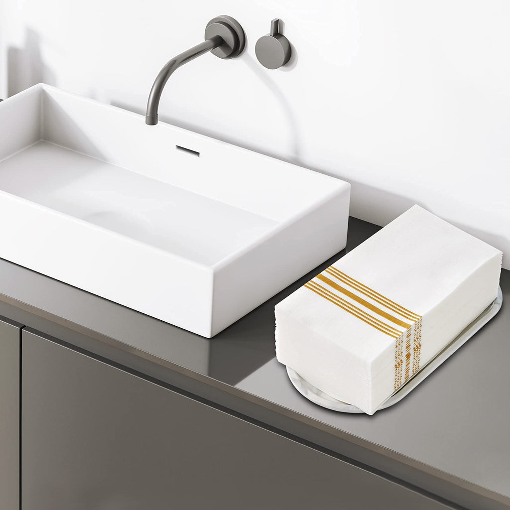 Vplus 300 PACK Guest Towels Disposable Bathroom, Decorative Bathroom Napkins Cloth Feel, Soft, and Absorbent Disposable Paper Hand Towel for Dinners, Kitchen, Parties, Weddings, Christmas Party