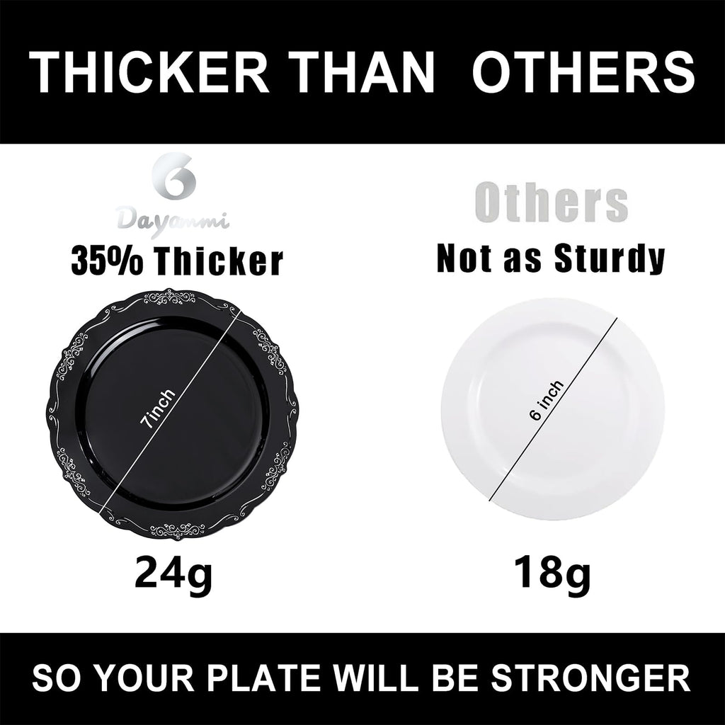 DaYammi 60PCS White Plastic Plates, Heavy Duty White Disposable Plates Premium 10inch Dinner Plates Hard Plastic Plates Disposable for Party Wedding Bridal Shower