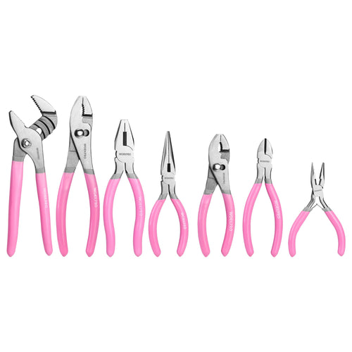 7-piece WORKPRO Pliers Set with Groove Joint, Long Nose, Slip Joint, Linesman, and Diagonal Pliers for DIY & Home Use