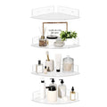 upsimples 4 Pack Acrylic Corner Floating Shelves, 10 in Clear Hanging Shelves with Cable Management Design, Wall Mounted Corner Storage Organizer for Bathroom, Bedroom, Living Room, Kitchen