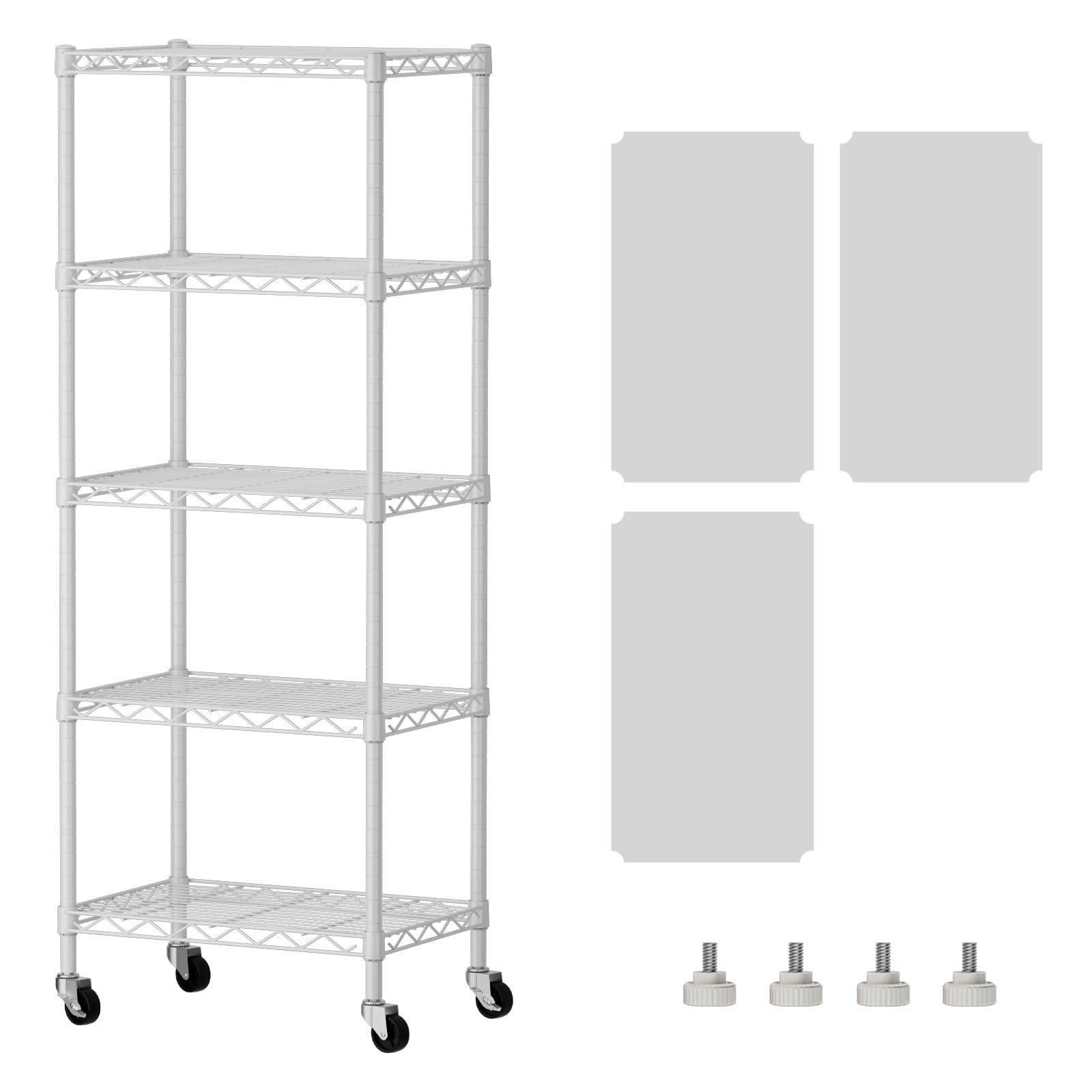 SINGAYE 3 Small Shelves Storage Shelf Wire Shelving Unit Metal Shelf Adjustable Organizers Storage Shelving with Wheels for Bathroom Laundry Room Kitchen Pantry11.5”D x 17.5”W x 30.5”H White