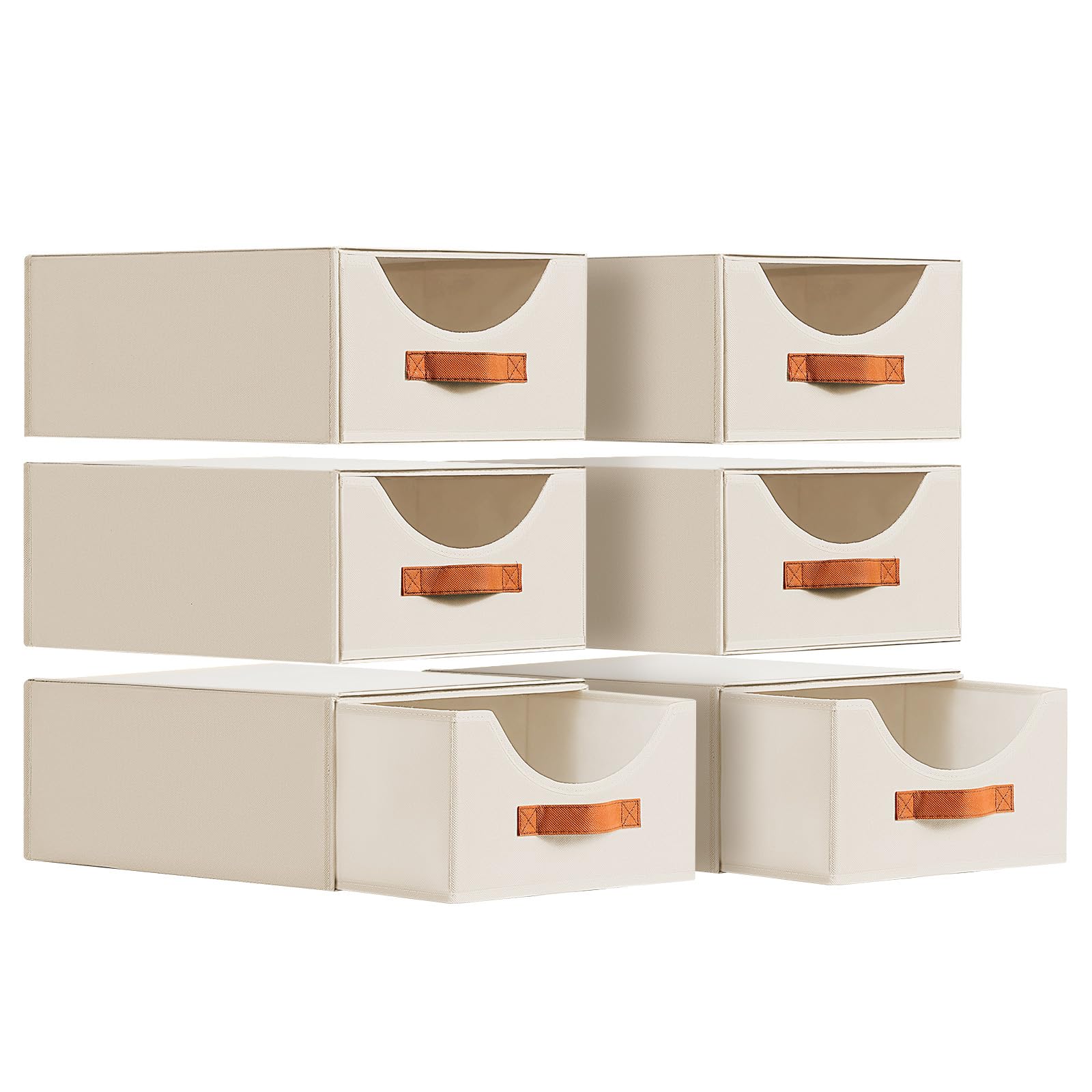 Homsorout Closet Organizers and Storage - Large Stackable Storage Bins with Drawer, Fabric Bins for Organization, Collapsible Drawer Organizer Clothes for Bedroom, Living Room, 4 Pack, Beige