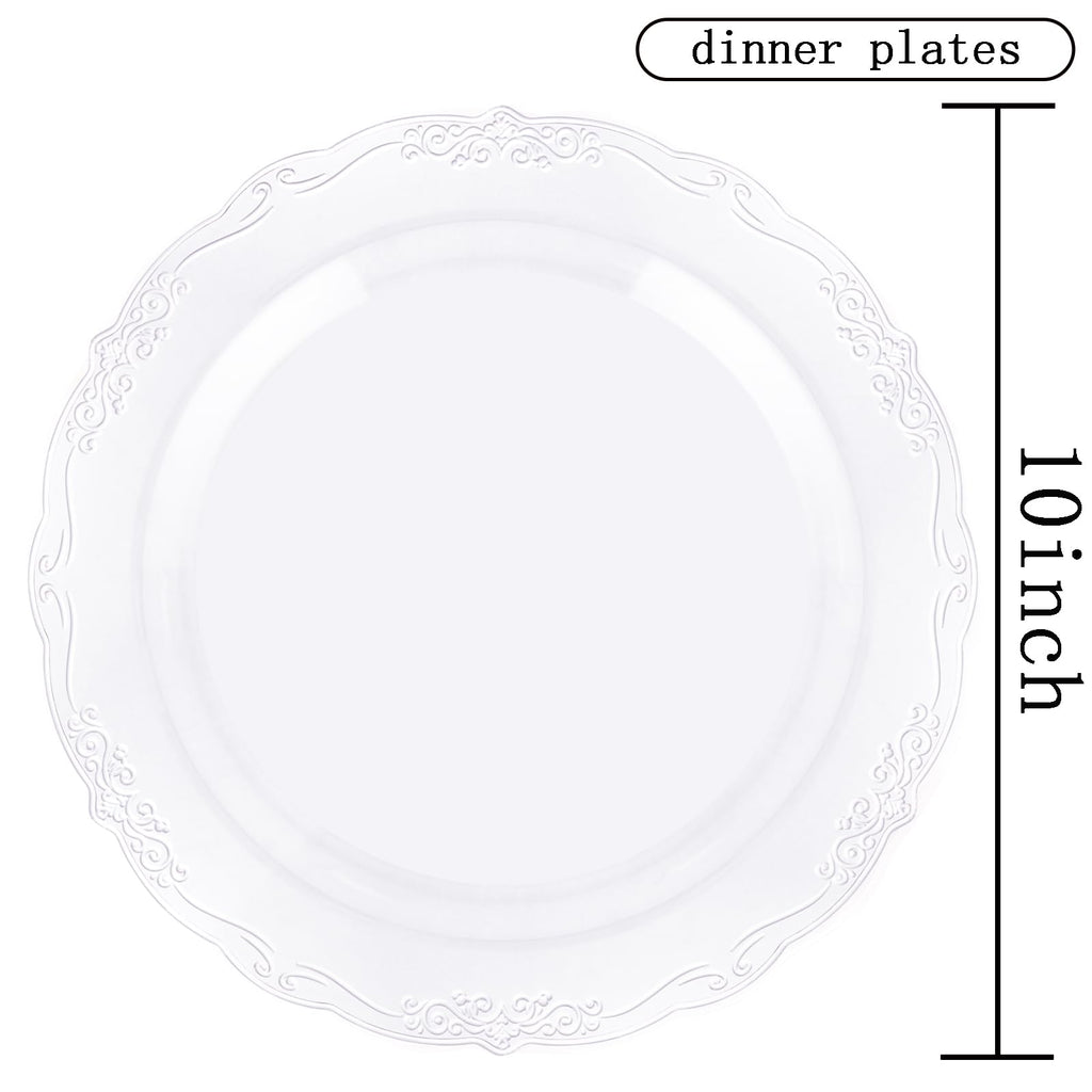 DaYammi 60PCS White Plastic Plates, Heavy Duty White Disposable Plates Premium 10inch Dinner Plates Hard Plastic Plates Disposable for Party Wedding Bridal Shower