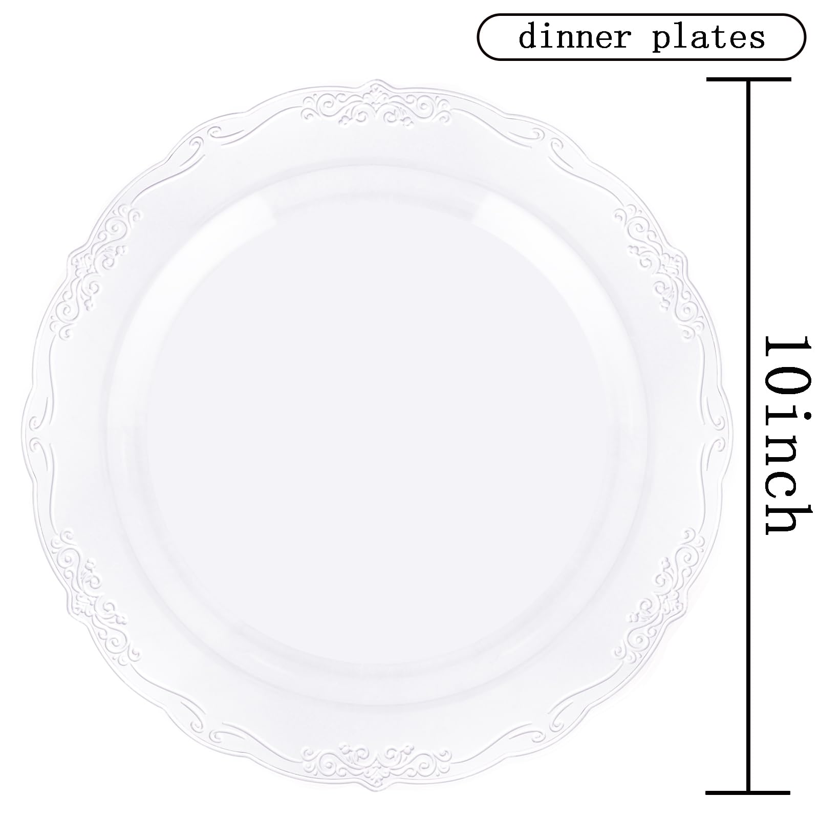 DaYammi 60PCS White Plastic Plates, Heavy Duty White Disposable Plates Premium 10inch Dinner Plates Hard Plastic Plates Disposable for Party Wedding Bridal Shower