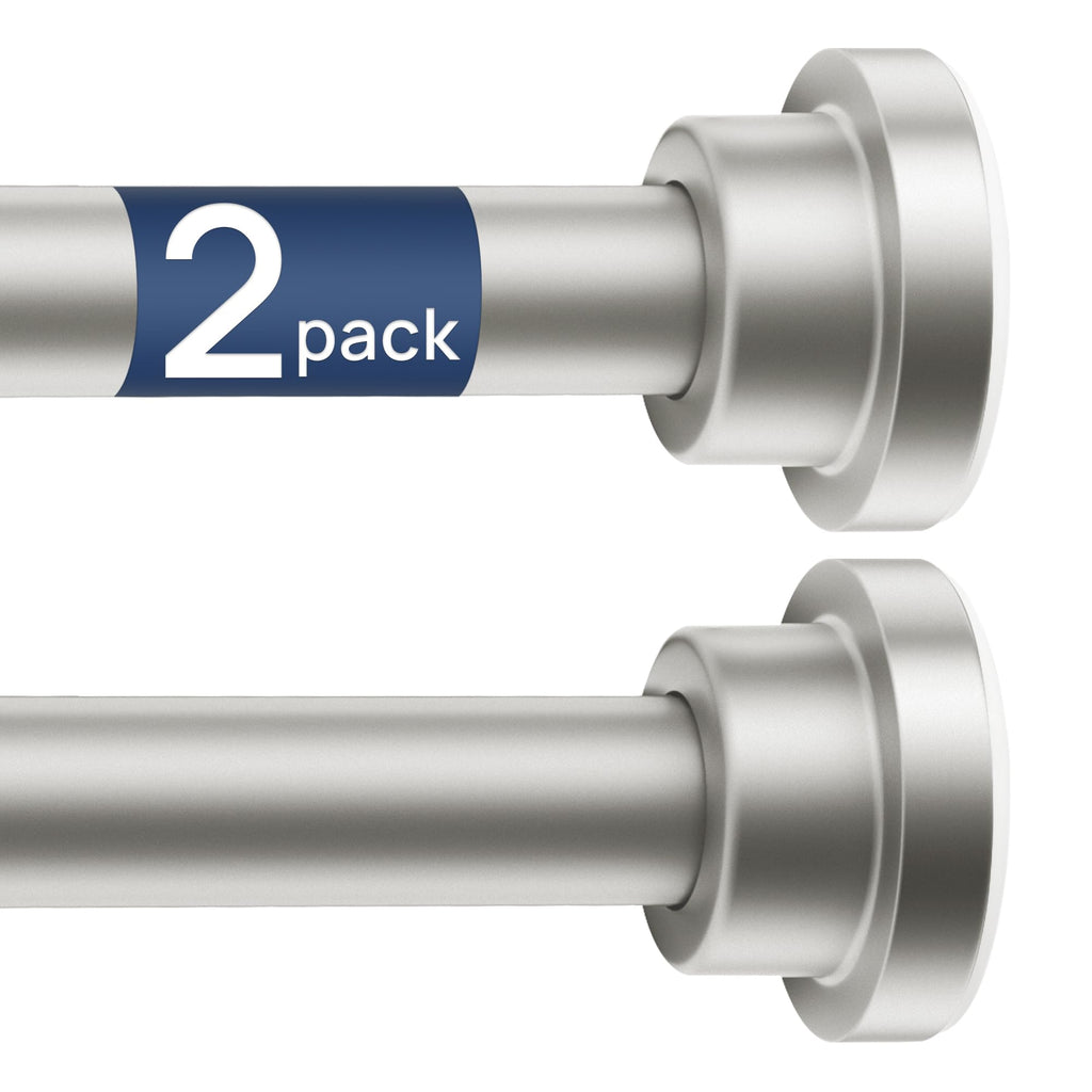 ENJOYBASICS 2 Pack Adjustable Spring Tension Curtain Rods 32 to 66 Inches, Stainless Steel Matte Black Shower Rod No Drilling for Window, Bathroom, Closet, Room Divider, 7/8" Diameter