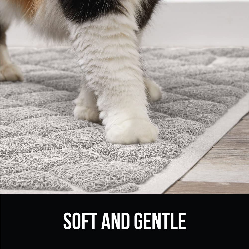GORILLA GRIP Cat Litter Box Mat, Water Resistant, US Designed Kitty Litter Trapping Mats, Easy to Clean, Scatter Control, Less Mess and Clean Floors, Kitten Supplies for Indoor Cats, 24x17 Grey